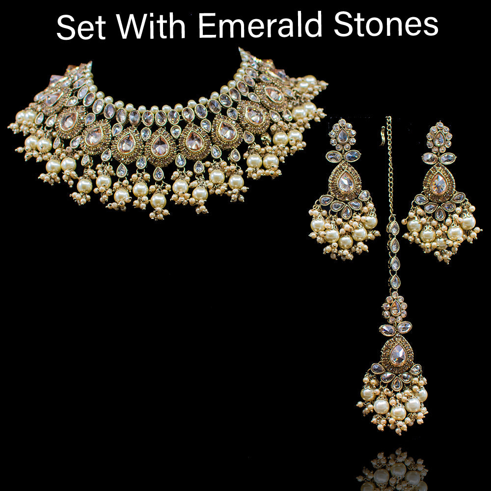 Custom Order - Minza Set With Emerald Stones