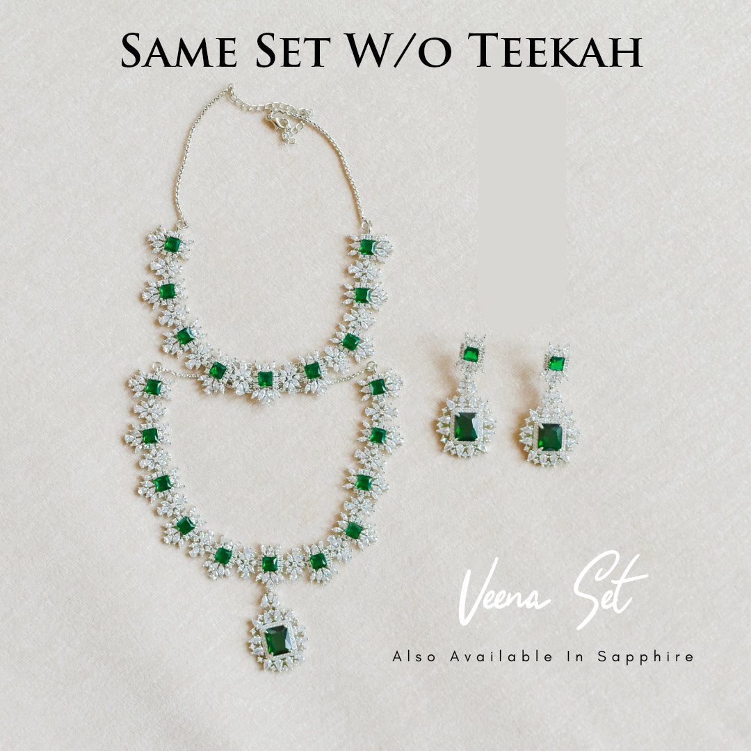 Veena Set - Emerald Silver Plating W/o Teekah