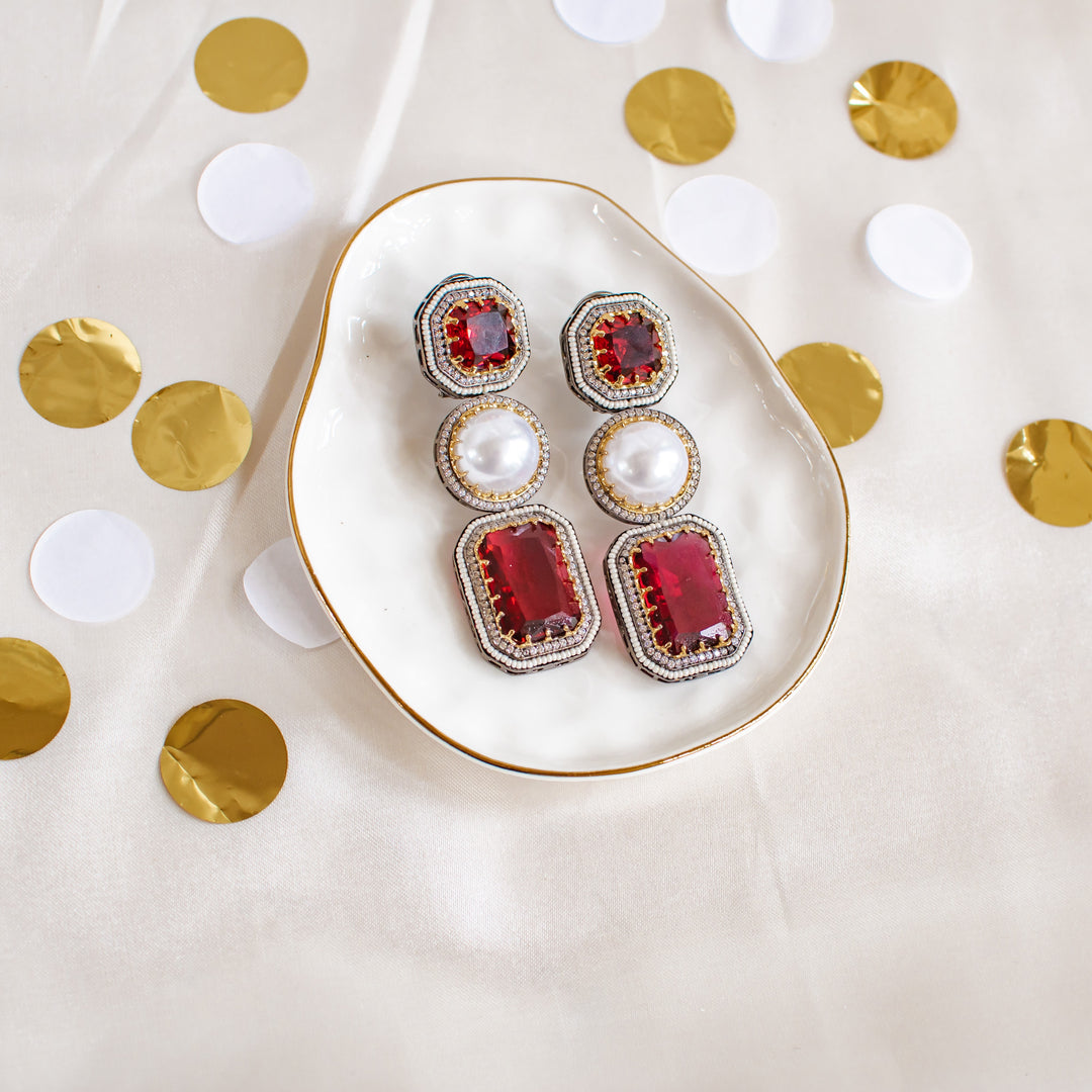 Prerna Earrings - Ruby