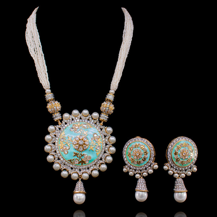 Custom Order - Saleha Set Choker Style W/ Mint Green Meena