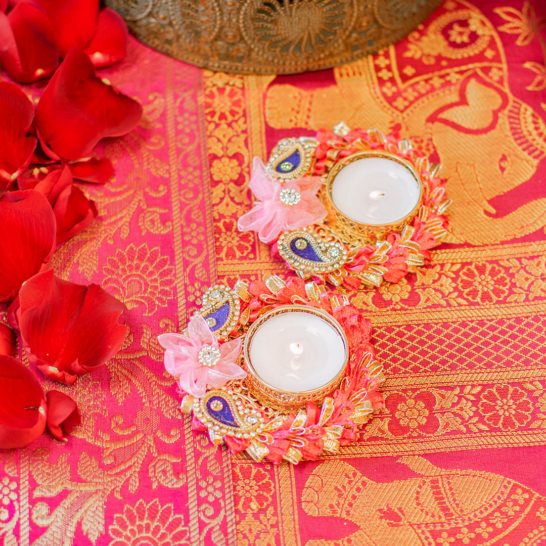 Pink and Blue Floral Diyas