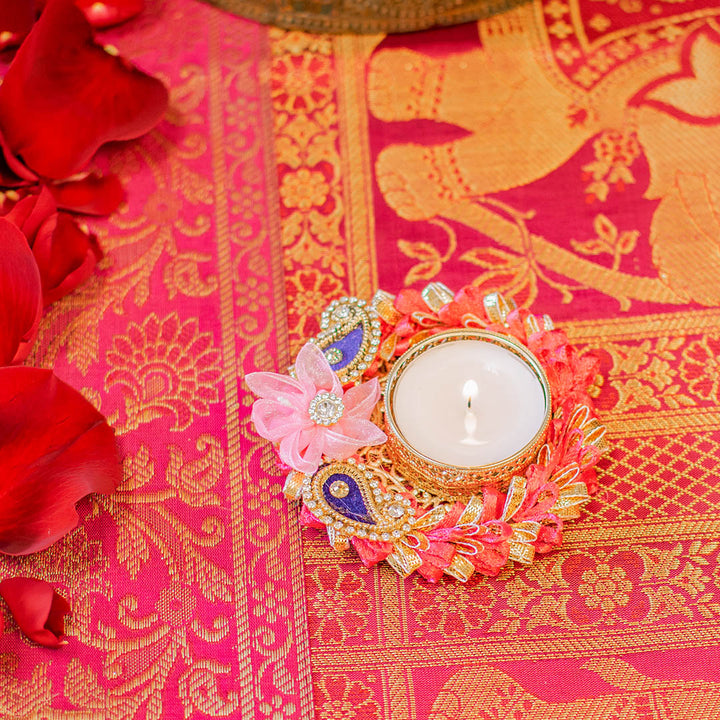 Pink and Blue Floral Diyas