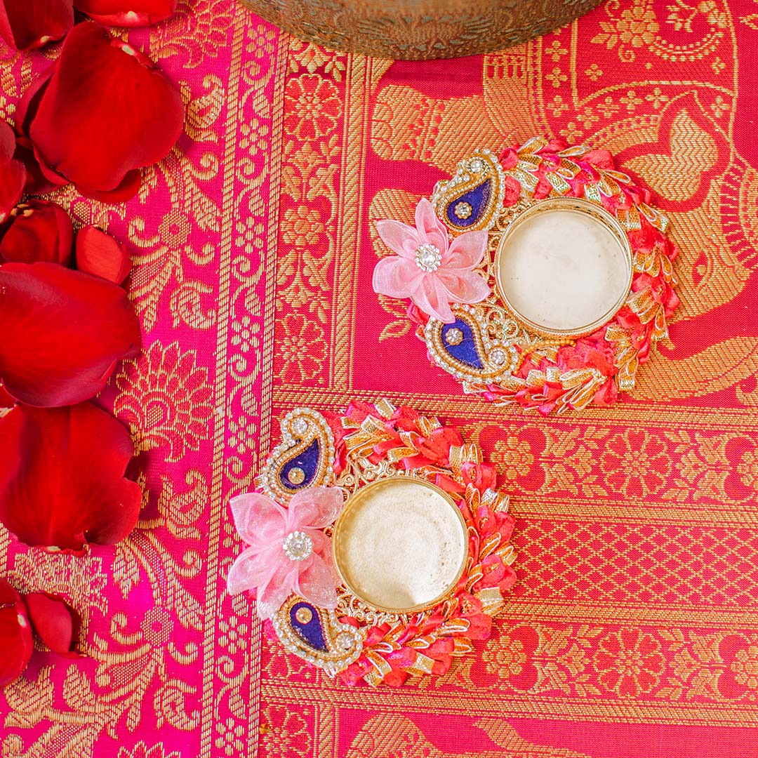 Pink and Blue Floral Diyas